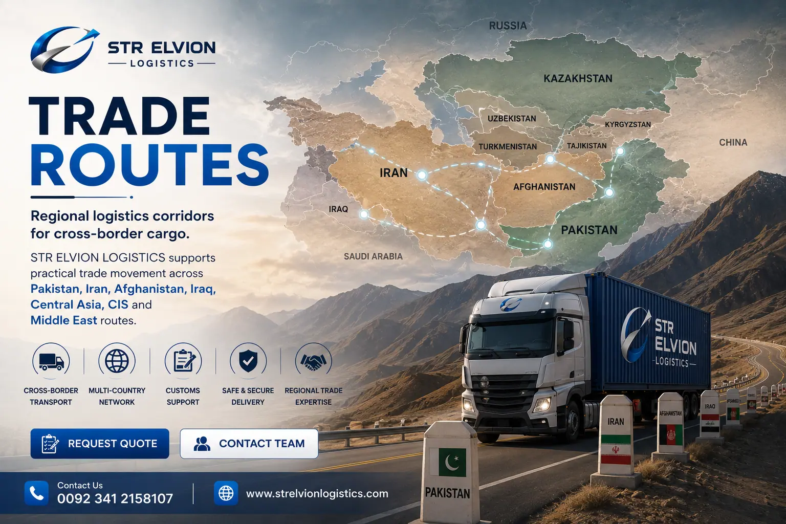 STR ELVION trade routes across Pakistan, Iran, Afghanistan and Central Asia